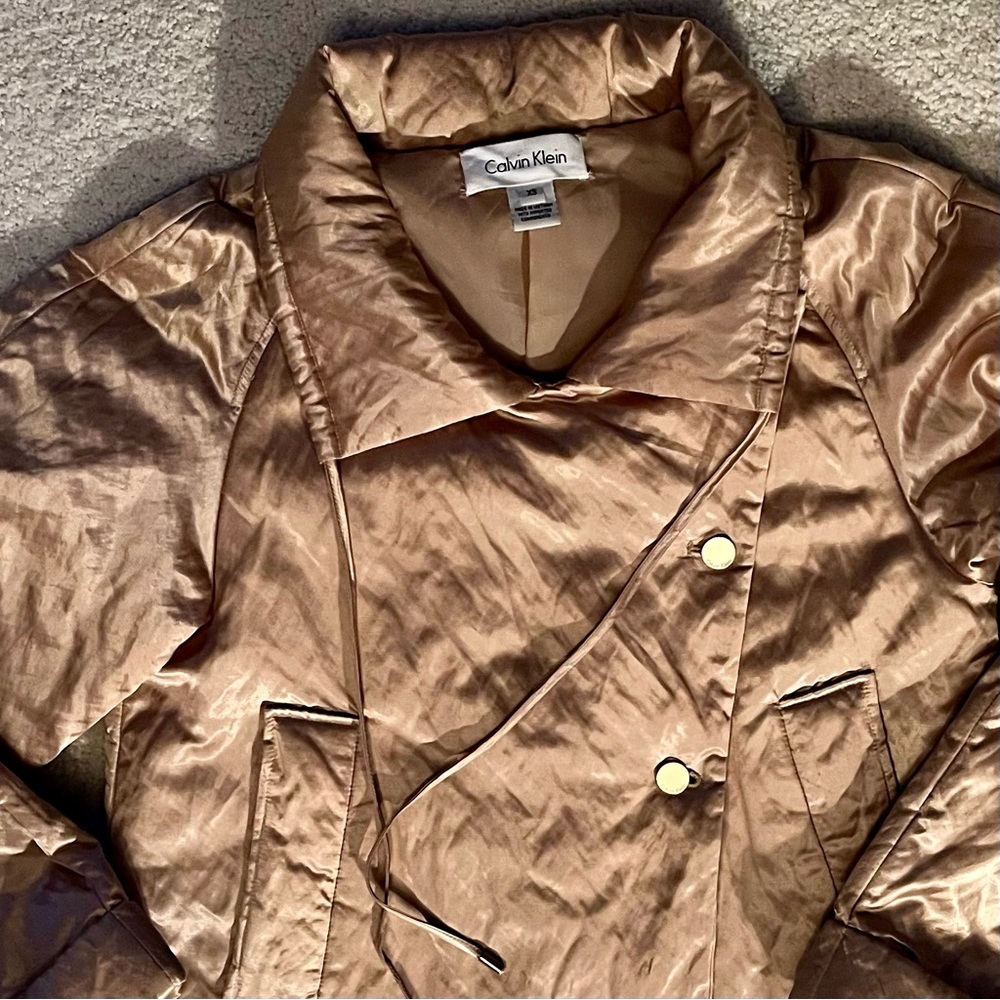 Calvin Klein gold cropped puffer coat XS